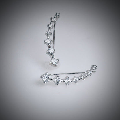 Cubic Zirconia Sterling Silver 925 Star Ear Climber Earrings