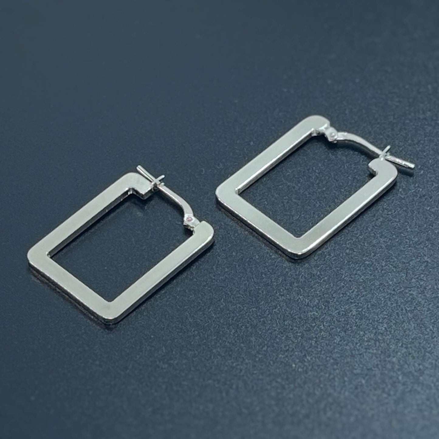 Elegant Rectangular Creole Hoop Sterling Silver Earrings